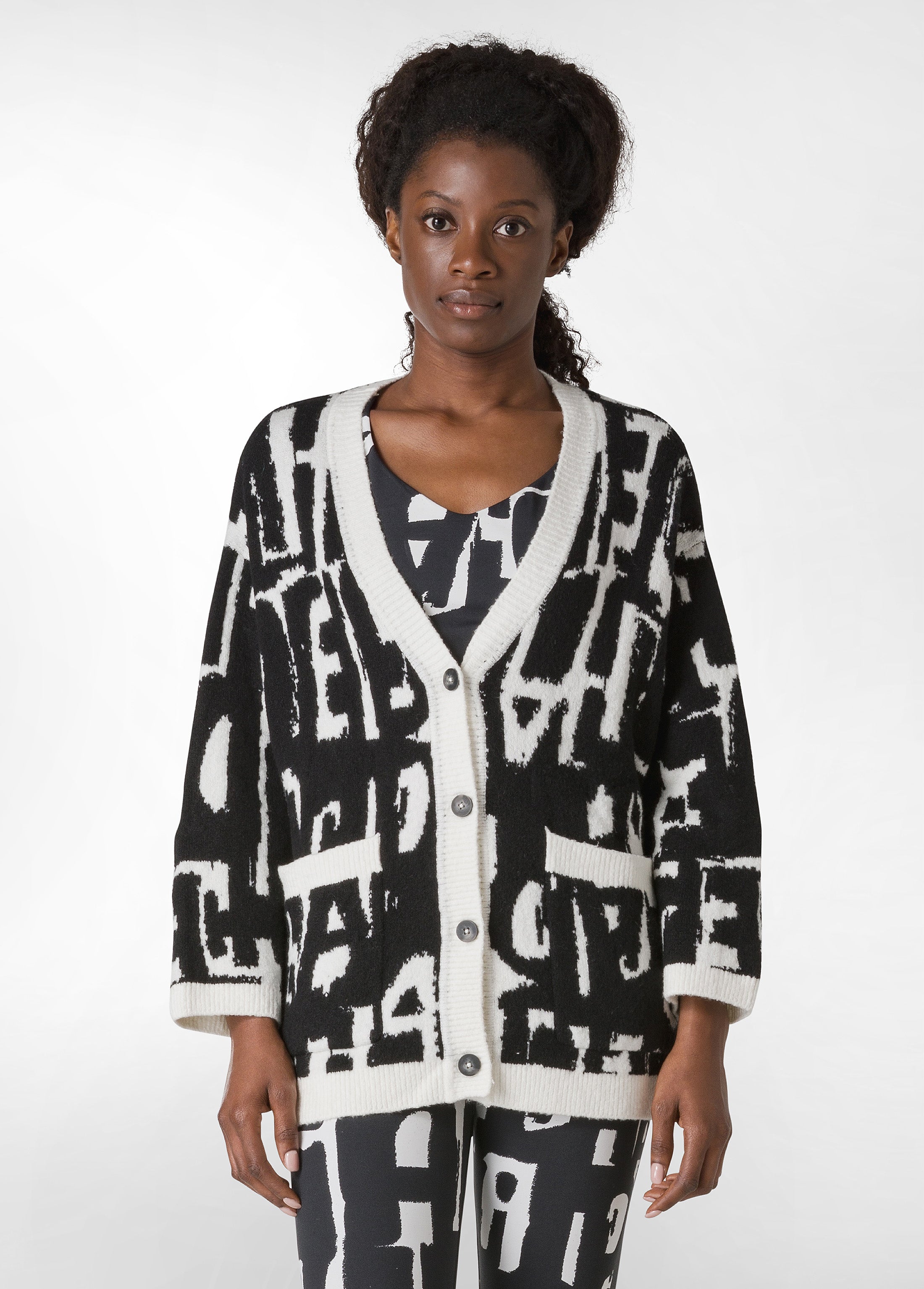 Black and white outlet leopard cardigan