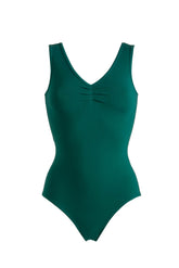 GREEN V-NECK CAMISOLE BODYSUIT - GREEN JASPER | DEHA