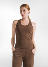 RACER BACK SPORTY TANK TOP - BROWN - COFFEE BROWN | DEHA