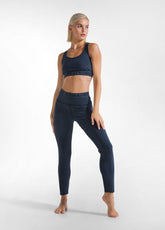 LEGGINS MIT LOGO - BLAU - RESTART WITH YOGA | DEHA