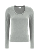 T-SHIRT STRETCH MANICA LUNGA GRIGIO - GREY MELANGE | DEHA