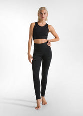 LEGGINS MIT HOHEM BUND - SCHWARZ - RESTART WITH YOGA | DEHA