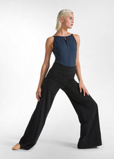 PANTALONE GAMBA LARGA IN JERSEY NERO - RESTART WITH YOGA | DEHA