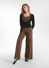 PANTALONE GAMBA LARGA IN JERSEY MARRONE - RESTART WITH YOGA | DEHA