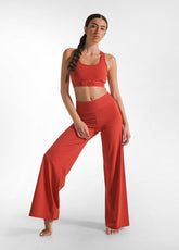 JERSEY WIDE LEG PANTS - ORANGE - RUST ORANGE | DEHA