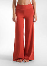 JERSEY WIDE LEG PANTS - ORANGE - RUST ORANGE | DEHA