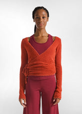 BOUCLE' WRAP SWEATER - ORANGE - RESTART WITH YOGA | DEHA