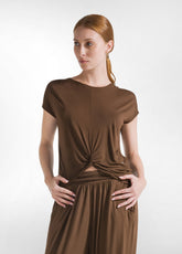 T-SHIRT IN VISCOSA CON NODO MARRONE - COFFEE BROWN | DEHA