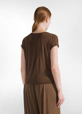 T-SHIRT IN VISCOSA CON NODO MARRONE - COFFEE BROWN | DEHA