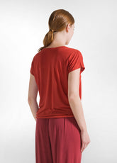 T-SHIRT IN VISCOSA CON NODO ARANCIO - RUST ORANGE | DEHA