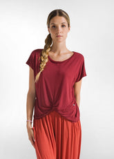 T-SHIRT MIT KNOTEN AUS VISKOSE - ROT | DEHA