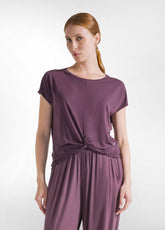 T-SHIRT IN VISCOSA CON NODO VIOLA - PLUM VIOLET | DEHA