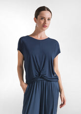 KNOT VISCOSE T-SHIRT - BLUE - RESTART WITH YOGA | DEHA