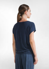 T-SHIRT IN VISCOSA CON NODO BLU - NIGHT BLUE | DEHA