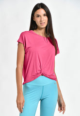 KNOT VISCOSE T-SHIRT, PINK - AURORA PINK | DEHA