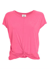 T-SHIRT MIT KNOTEN AUS VISKOSE, PINK - AURORA PINK | DEHA