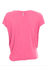 T-SHIRT IN VISCOSA CON NODO ROSA - AURORA PINK | DEHA