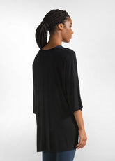 OVERSIZE-T-SHIRT AUS VISKOSE, SCHWARZ - BLACK | DEHA