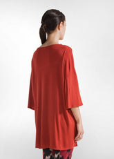 OVERSIZE VISCOSE T-SHIRT - ORANGE - RUST ORANGE | DEHA