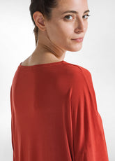 OVERSIZE VISCOSE T-SHIRT - ORANGE - RUST ORANGE | DEHA