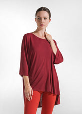 OVERSIZE VISCOSE T-SHIRT - RED - CORDOVAN RED | DEHA