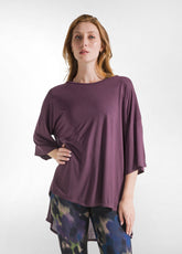 OVERSIZE VISCOSE T-SHIRT - PURPLE - RESTART WITH YOGA | DEHA