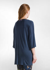 OVERSIZE VISCOSE T-SHIRT - BLUE - NIGHT BLUE | DEHA