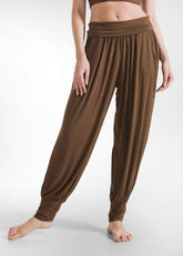 PANTALONE ODALISCA IN VISCOSA MARRONE - COFFEE BROWN | DEHA