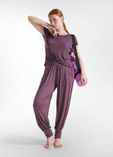 PANTALONE ODALISCA IN VISCOSA VIOLA - PLUM VIOLET | DEHA