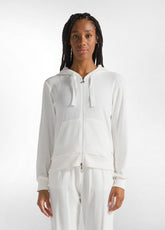 CHENILLE LOUNGE FULL ZIP HOODIE - WHITE - MILK WHITE | DEHA