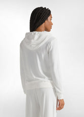 CHENILLE LOUNGE FULL ZIP HOODIE - WHITE - MILK WHITE | DEHA