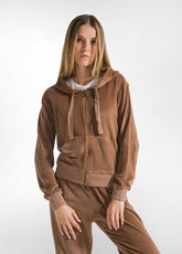 CHENILLE LOUNGE FULL ZIP HOODIE - BROWN - Hoodie | DEHA