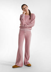 CHENILLE LOUNGE FLARED PANTS - PINK - MISTY ROSE | DEHA