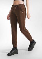 JOGGER CUFFED SWEATPANTS - BROWN - COFFEE BROWN | DEHA