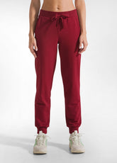 PANTALONE JOGGER CON POLSINO ROSSO - CORDOVAN RED | DEHA