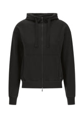 FELPA COMODA CON ZIP E CAPPUCCIO NERO - BLACK | DEHA