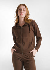 FELPA COMODA CON ZIP E CAPPUCCIO MARRONE - COFFEE BROWN | DEHA