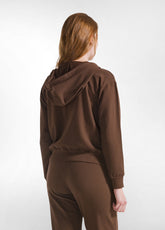 FELPA COMODA CON ZIP E CAPPUCCIO MARRONE - COFFEE BROWN | DEHA