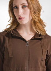 FULL ZIP COMFORT HOODIE - BROWN - COFFEE BROWN | DEHA