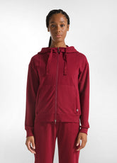 FELPA COMODA CON ZIP E CAPPUCCIO ROSSO - CORDOVAN RED | DEHA