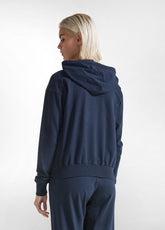 FELPA COMODA CON ZIP E CAPPUCCIO BLU - NIGHT BLUE | DEHA