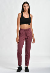 PANTALONE CORE IN FELPA ROSSO - PLUM RED | DEHA