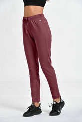 PANTALONE CORE IN FELPA ROSSO - PLUM RED | DEHA