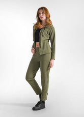 FELPA CORE SLIM CON ZIP E CAPPUCCIO VERDE - OLIVE GREEN | DEHA