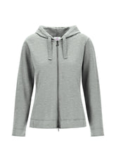 FELPA CORE SLIM CON ZIP E CAPPUCCIO GRIGIO - GREY MELANGE | DEHA