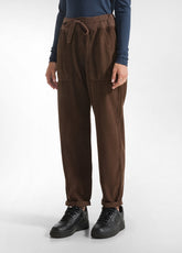 PANTALONE IN VELLUTO LEGGERO CON COULISSE MARRONE - COFFEE BROWN | DEHA