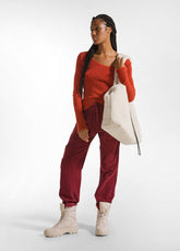 PANTALONE IN VELLUTO LEGGERO CON COULISSE ROSSO - CORDOVAN RED | DEHA