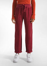 LIGHT CORDUROY DRAWSTRING PANTS - RED - CORDOVAN RED | DEHA