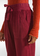 PANTALONE IN VELLUTO LEGGERO CON COULISSE ROSSO - CORDOVAN RED | DEHA