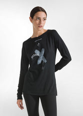 T-SHIRT CON GRAFICA MANICA LUNGA NERO - Warm and Cosy | DEHA